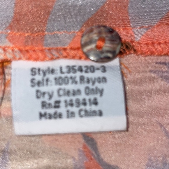 Johnny Was Jade Dress Size L Deepika Tie Front Orange Midi Floral Silky Dress - Picture 10 of 12